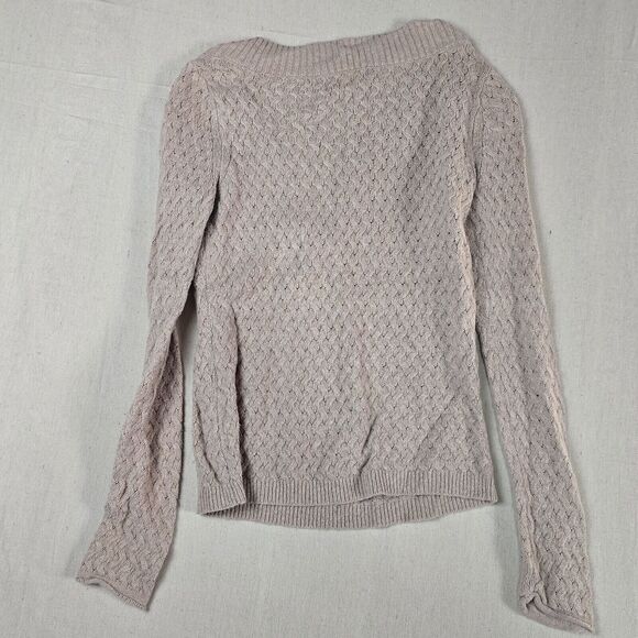 Banana Republic Small Beige V-Neck Knit Blend Sweater - Picture 2 of 16